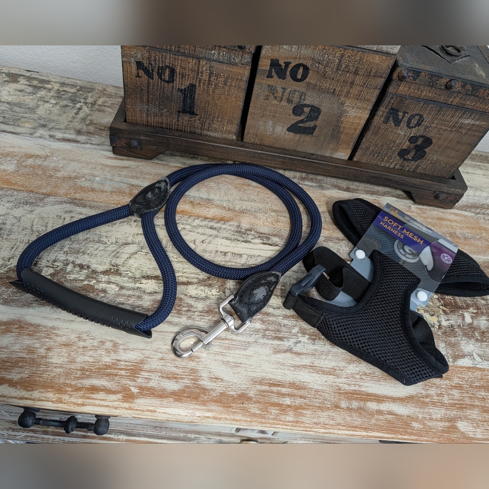 NOC Gooby Black Mesh Dog Harness and Leash